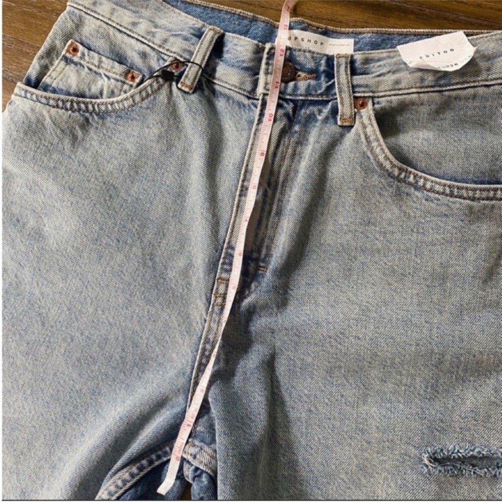 Topshop Editor high rise mid length denim shorts - Picture 12 of 14